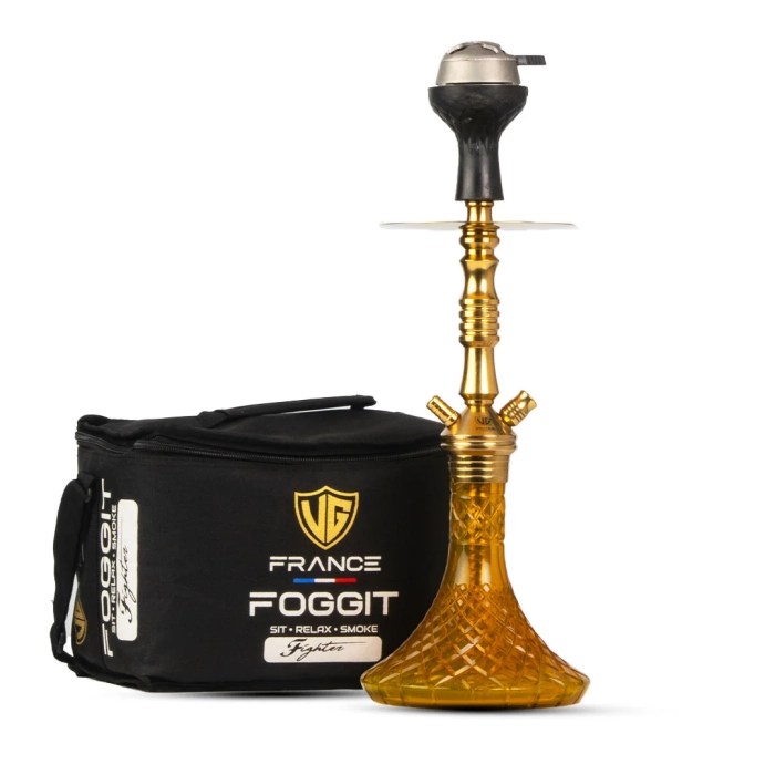 VG Joe R3 Hookah with Bag - Gold Stem / Grey Base
