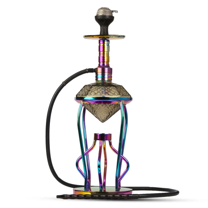 Gemstone Hookah - Rainbow Stem (Blue Base)