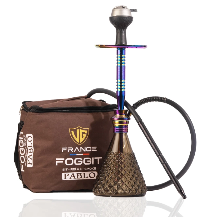 Pablo L5 Hookah with Bag - Grey Base / Rainbow Stem