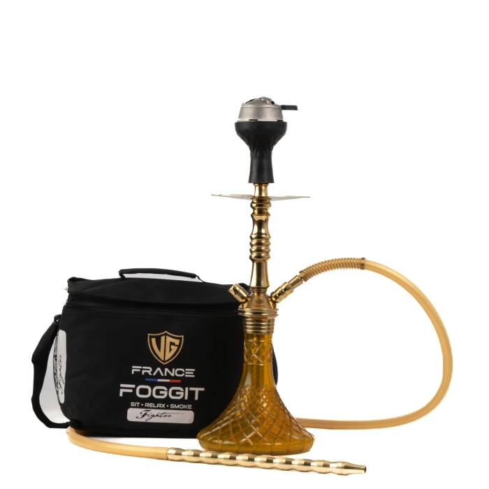 VG Joe Ladder Hookah with Bag - Gold Stem / Brown Base