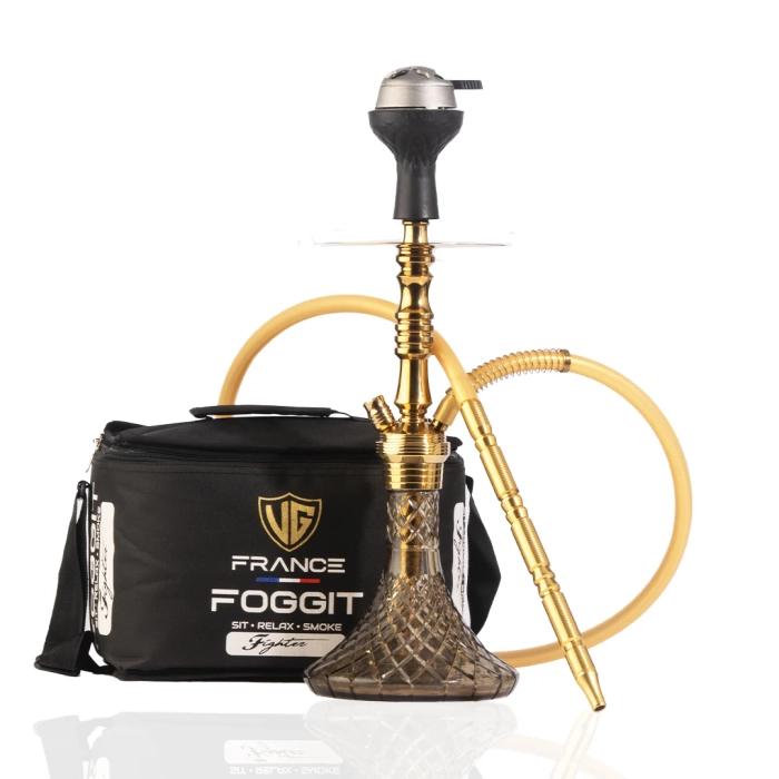 VG Joe Ladder Hookah with Bag - Gold Stem / Grey Base